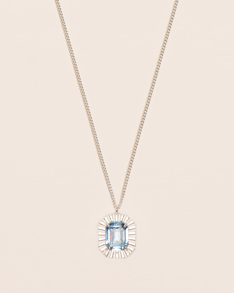 Aquamarine crystal silver pendant ref 10730
