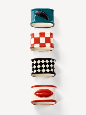 Chessboard napkin rings set/4