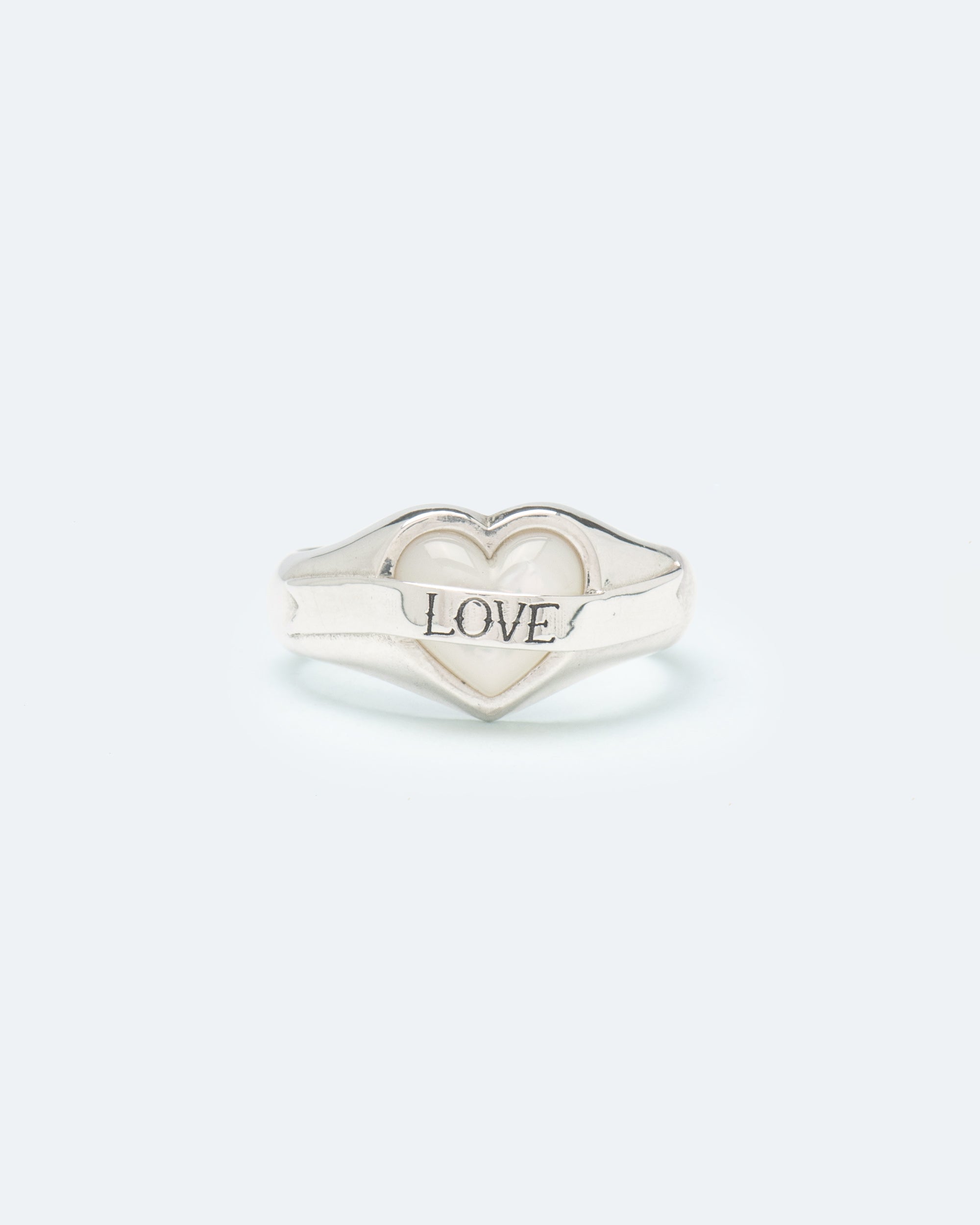 Signet ring with tattooed heart "LOVE"