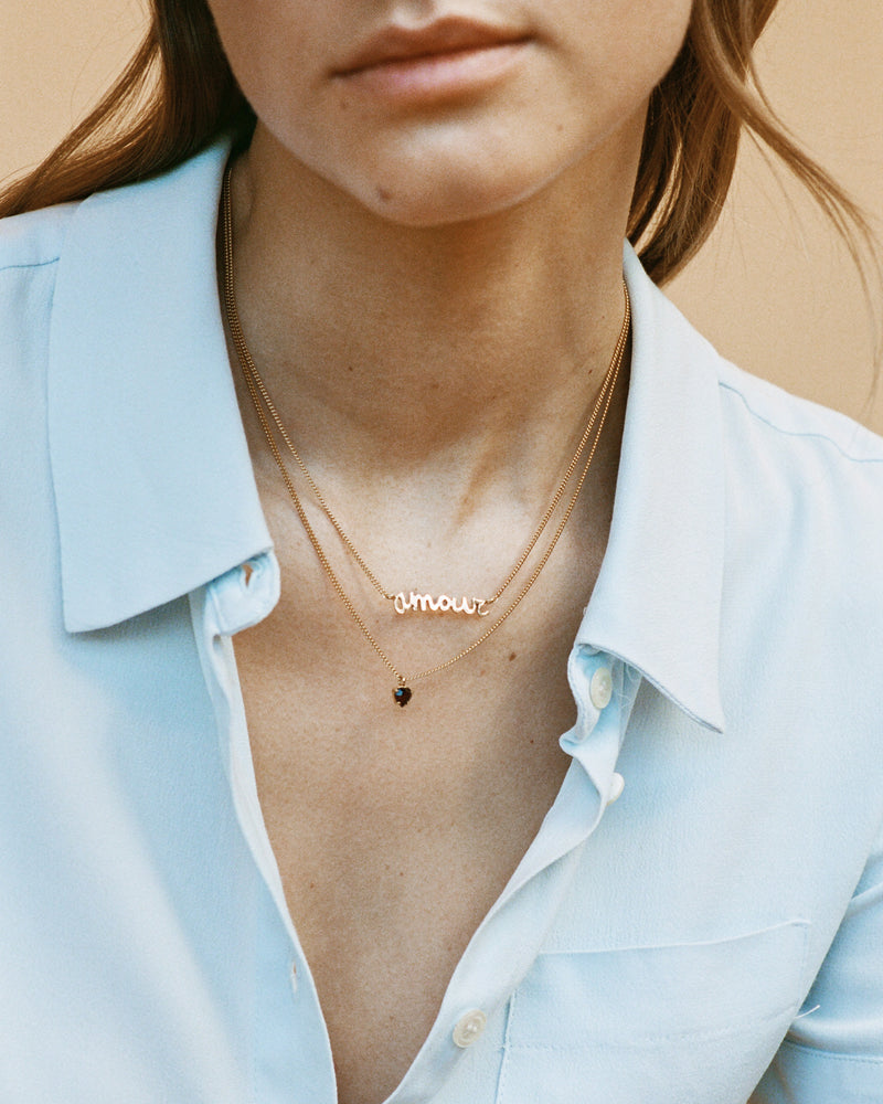 Gold Heart Shape Garnet Necklace | Ele Kalon Jewelry – Elekalon