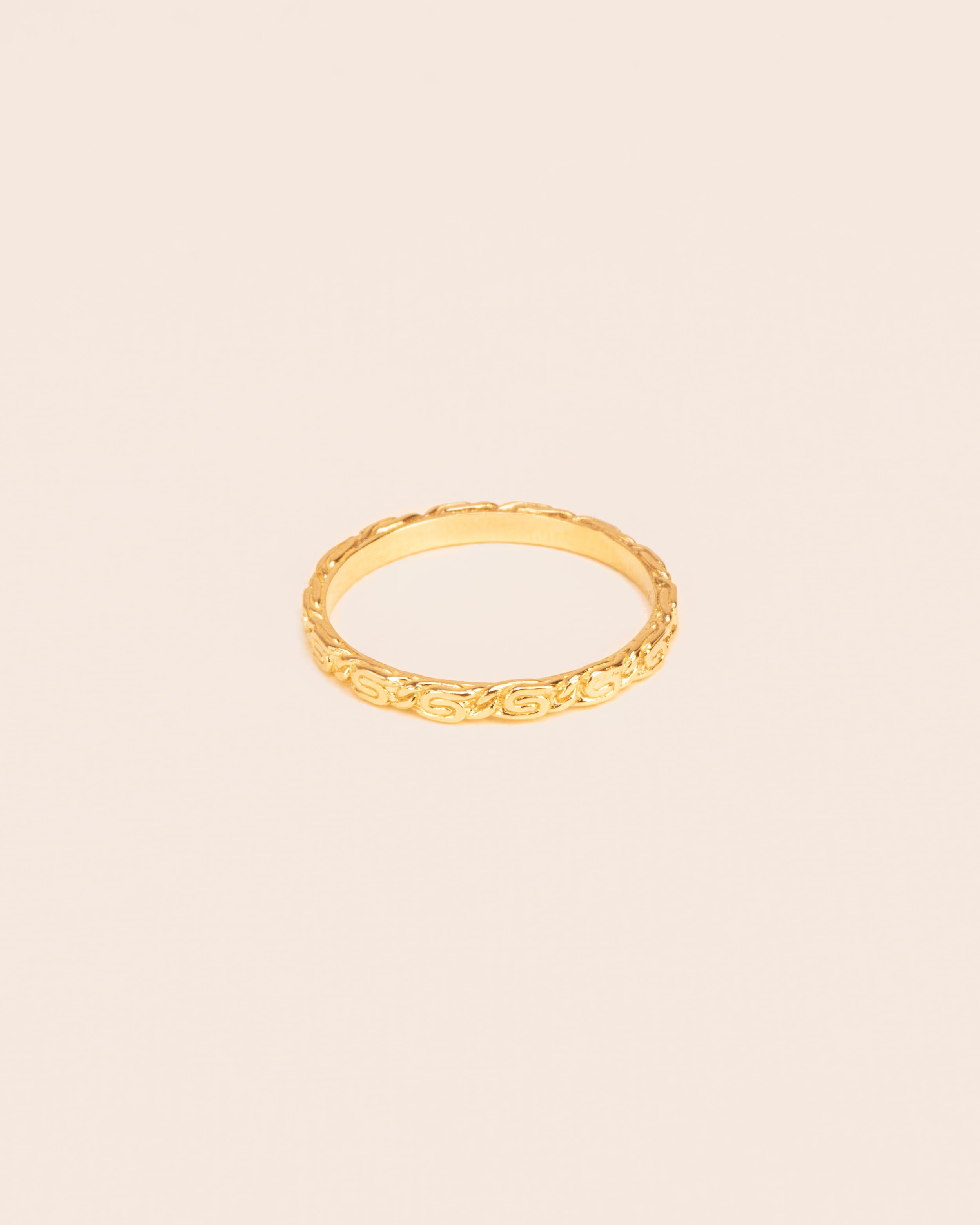 'Chapters' ring with snail diamond chain texture in 18 ct. gold